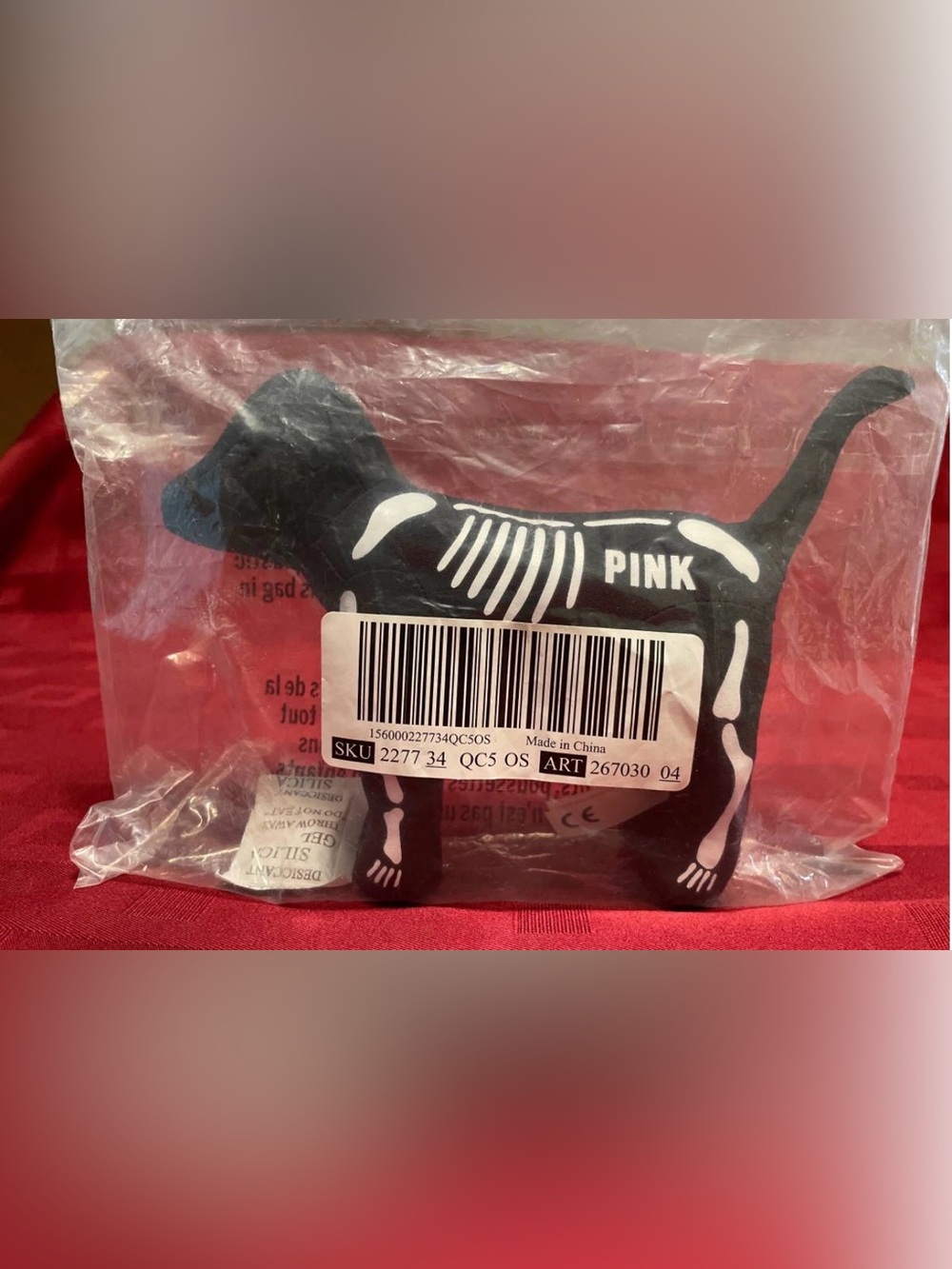 (New) Victoria Secret (Pink) Collectible Skeleton Black Dog Plush
